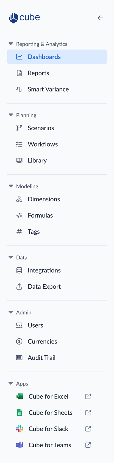 Exanded Portal nav bar - Sections Expanded